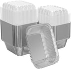 100 Pack 2 lb Rectangular Disposable Aluminum Foil Pan 32 oz Take Out Food by iHomeSet