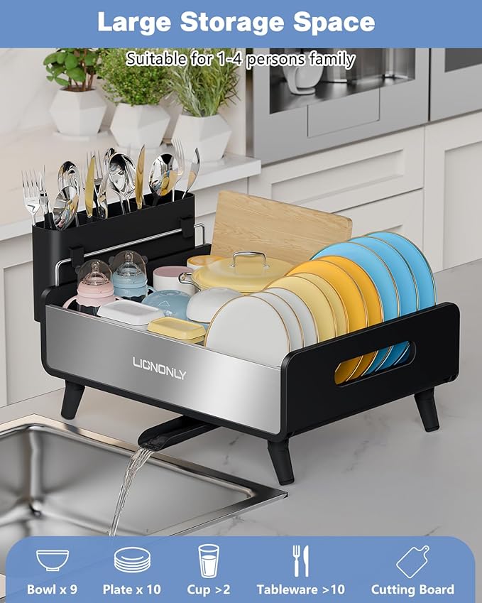 Dish Drying Rack, Thicker Premium Aluminum Frame and 304 Stainless Steel Plate - Image 5