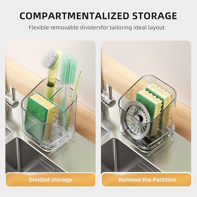 Minimalist Sponge Holder for Kitchen Sink, 3 Slots Sink Caddy - Image 2