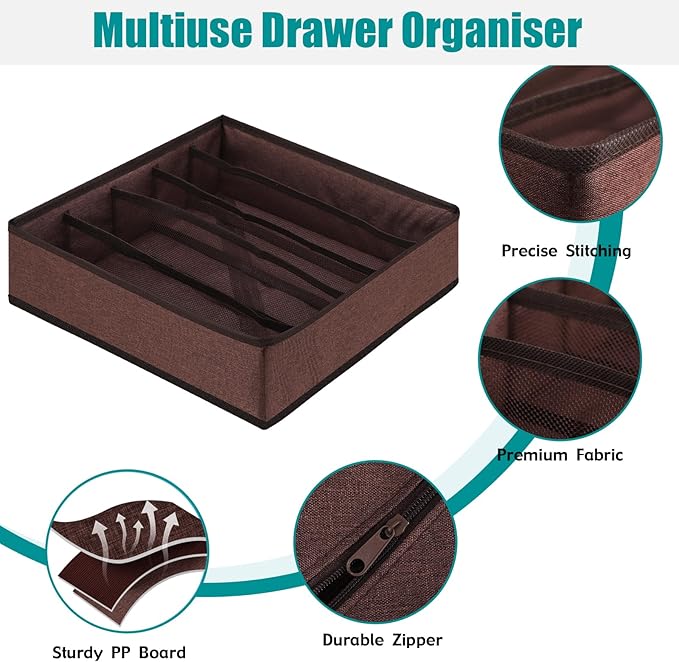 Drawer under Cabinet Clothes Organizer 5 Cell Foldable Storage Cubes Underwear - Image 7
