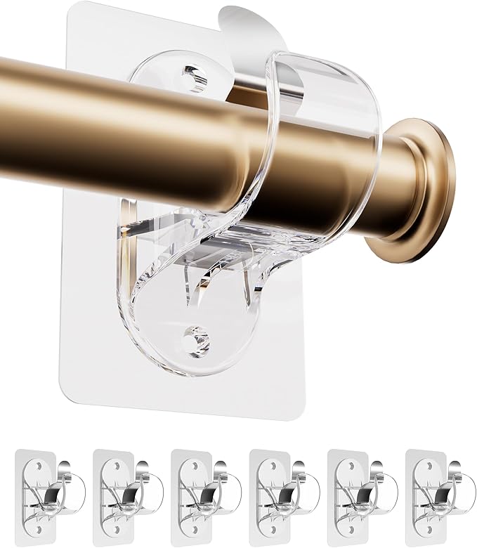 ANDGOO 6 Pack Adhesive Curtain Rod Holders, No Drilling Curtain Rod Brackets by ANDGOO