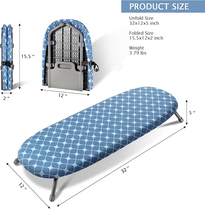 SheeChung Tabletop Ironing Board 12"x32", Small Ironing Boards - Image 2