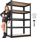 71.2" H Garage Shelving Heavy Duty Storage Shelves, Metal Adjustable Shelving Unit, Utility Garage Organizer Shelf for Basement, Pantry, Kitchen, Warehouse, 31.5" W x 13.8" D x 71.2" H, Black by Unknown