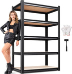 71.2" H Garage Shelving Heavy Duty Storage Shelves, Metal Adjustable Shelving Unit, Utility Garage Organizer Shelf for Basement, Pantry, Kitchen, Warehouse, 31.5" W x 13.8" D x 71.2" H, Black by Unknown