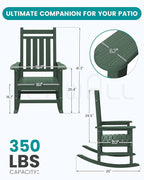 SEWALL HDPE Rocking Chair, Oversized Outdoor Rocking Chair for Adults, Patio Rocker for Porch, Green - Image 3