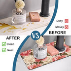 Beautiful Peony Sink Splash Guard Bright Peonies Faucet Absorbing Mat Fast - Image 6