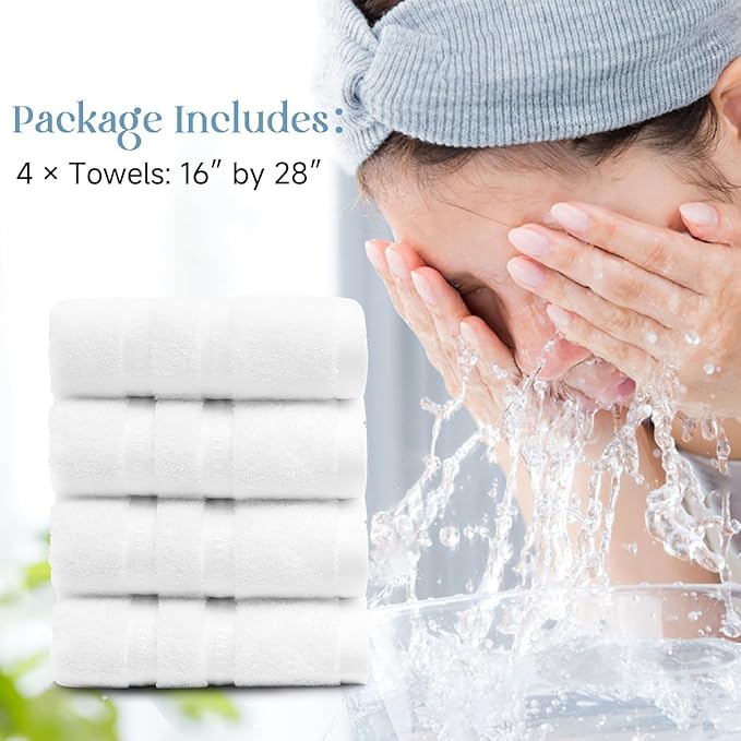 Simple&Opulence 4 Pcs Premium Hand Towels 16"x28", 600 GSM 100% Ring Spun Cotton - Image 6
