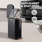 Slim Bathroom Trash Can with Lid Stainless Steel Garbage Can Soft Close Step - Image 5