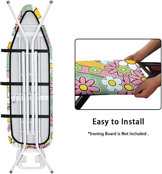 Daisy Stripe Ironing Board Cover Resist Scorching Table Top Ironing Board Cover - Image 5