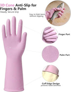 Rubber Cleaning Gloves for Dishwashing, 4 Pairs Reusable Kitchen Gloves for - Image 2