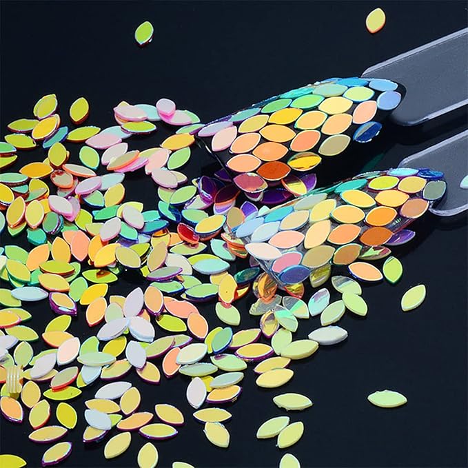 12 Colors Leaf Nail Art Glitter Sequins, Holographic 3D Leaves Nail Art Flakes - Image 3