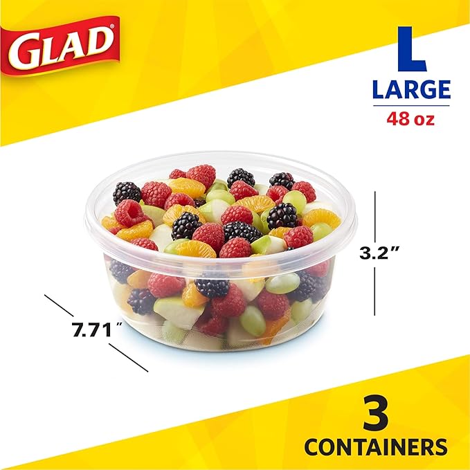 Glad Big Bowl Food Storage Containers, Large Round - Image 6