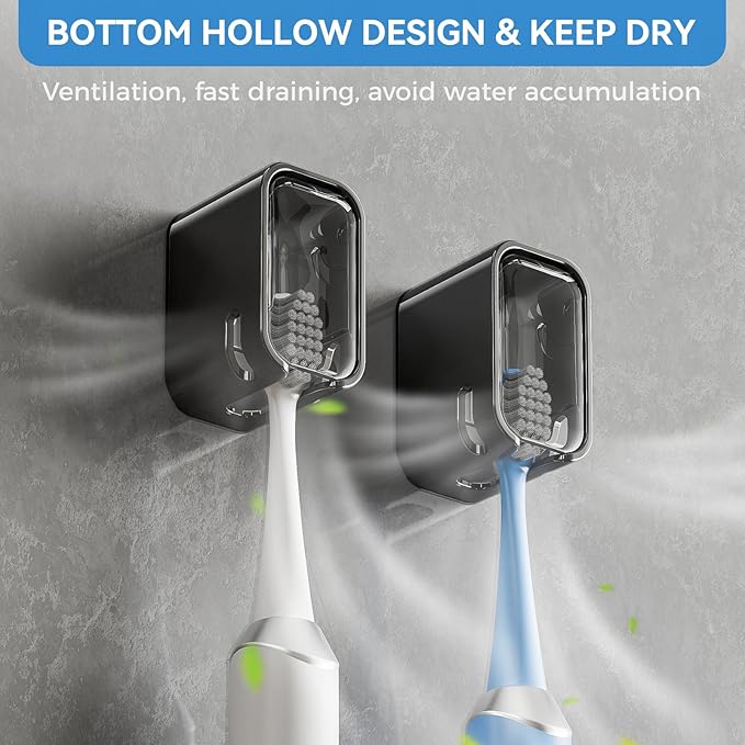 Toothbrush Holders for Bathroom【Innovation Single Slot Design】 2PCS Toothbrush - Image 3