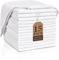 White Washcloths 15 Pack, Highly Absorbent & Quick Drying Face Towels, 12x12 by TEAWOO