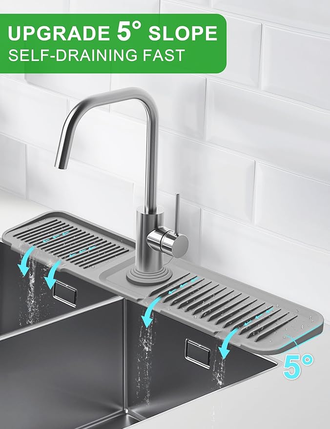 Kitchen Sink Splash Guard, 5°Slope Draining Mat - Image 3