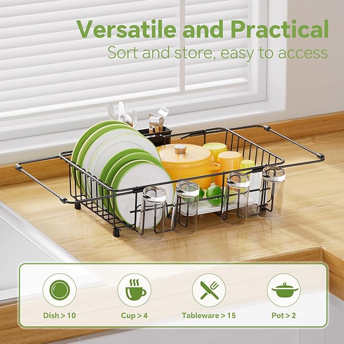 Simple Trending Expandable Dish Drying Rack in Sink, Adjustable Dish Drainers - Image 3