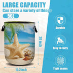 Starfish Seashell Laundry Basket, Ocean Sea Beach Laundry Hamper Collapsible - Image 2