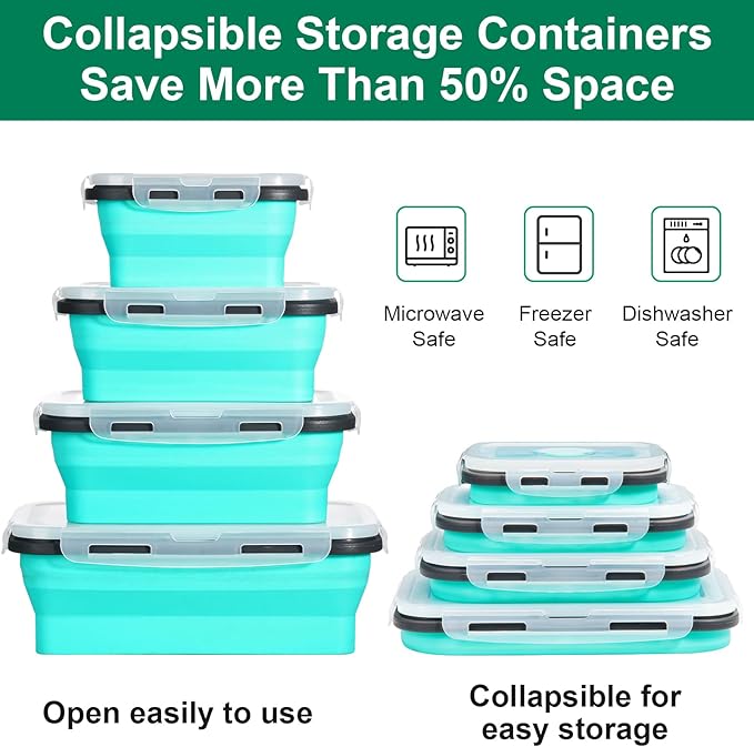 Sudaya 8 Pack Collapsible Food Storage Containers - Image 4