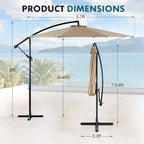 OLIXIS Offset Patio Umbrella, 9.7FT Cantilever Table Umbrellas for Outdoor Sun Shade UV Protection with Easy Tilt Adjustment, 8 Ribs for Backyard, Lawn, Garden, Pool - Khaki - Image 5