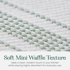 MosJos Kitchen Towels, Cotton Hand Towels White & Turquoise Mini Weaved - Image 3