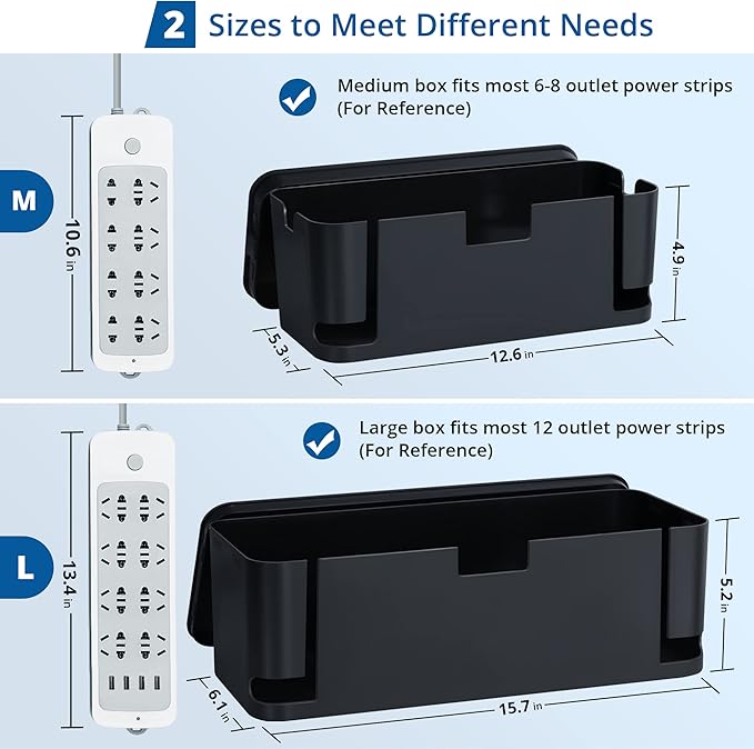 ZhiYo Cable Management Box Black, Cord Hider Box to Conceal Power Strips on - Image 2