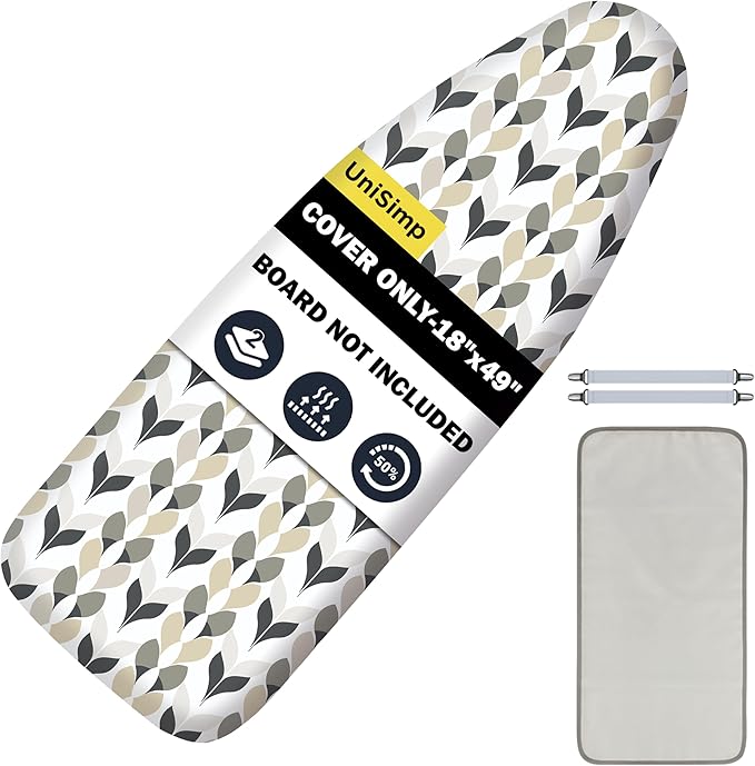 Ironing Board Cover and Pad 18"x49" Extra Thick Natural Cotton, Scorch and - Image 7