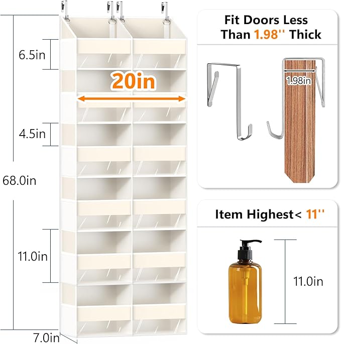 Heavy Duty Over The Door Organizer 6 Tiers, Extra Large Behind Door Storage of - Image 2