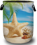 Starfish Seashell Laundry Basket, Ocean Sea Beach Laundry Hamper Collapsible by ANTJOO