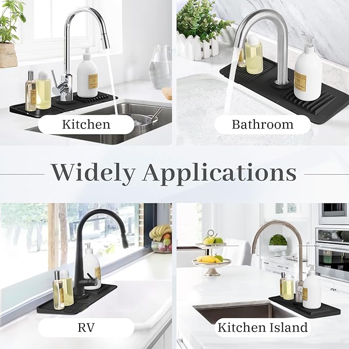 PoYang 14.6 Inch Faucet Mat for Kitchen Sink Splash Guard Behind Faucet - Image 8