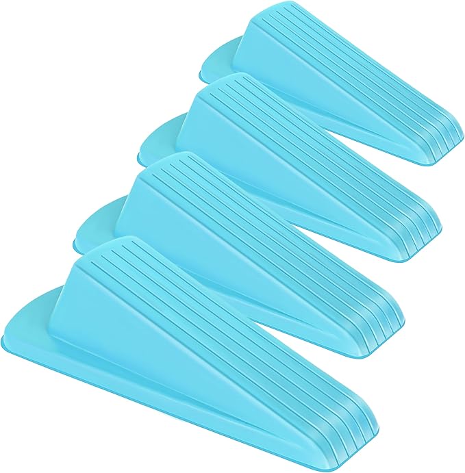 4 Pack Premium Rubber Door Stoppers Wedge, Door Stops by BHYTAKI