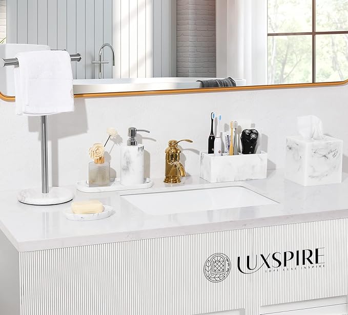 Luxspire Resin Toothbrush Holder, 5 Slots Hygienic Handmade Toothbrush Storage - Image 7