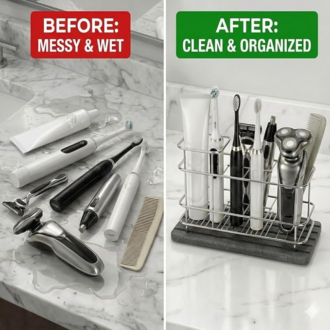 Toothbrush Holder for Bathroom Countertop, Stainless Steel Electric Toothbrush - Image 7