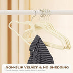 50 Pack Beige Velvet Hangers, Non Slip, Heavy-Duty, Space Saving, - Image 3