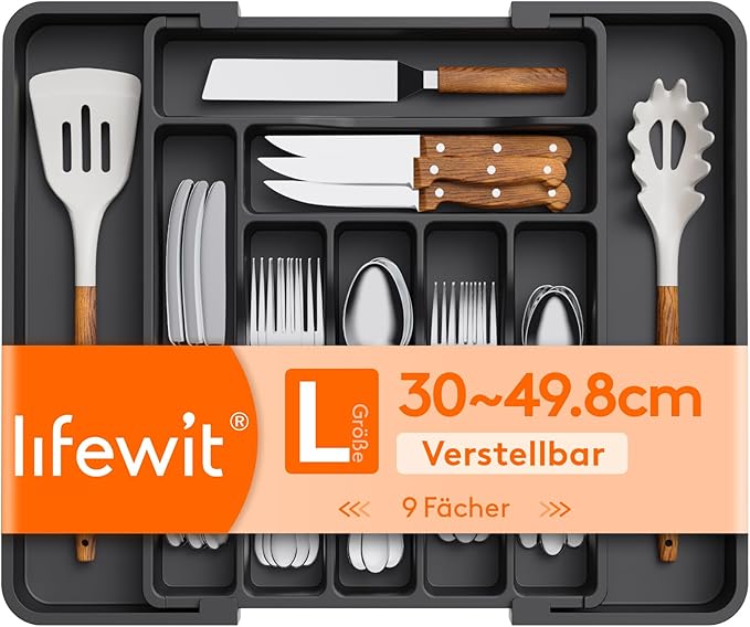 Lifewit Utensil Organizer for Kitchen Drawer, Expandable Cooking Silverware Tray by Lifewit