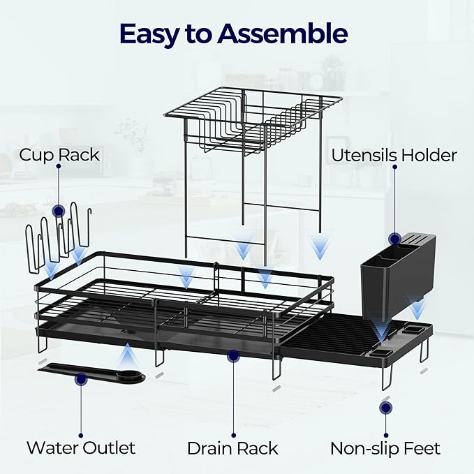 2 Tier Large Dish Drying Rack, Expandable Dish Rack - Image 8