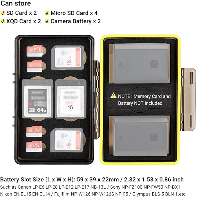 JJC Camera Battery Memory Card Case, SD Micro SD TF MSD XQD Card and Battery - Image 2