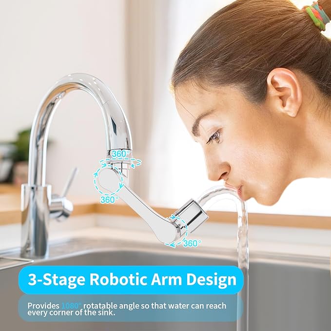 1080° Swivel Faucet Extender, Heavy Duty Rotating Sink Extension, Universal - Image 6