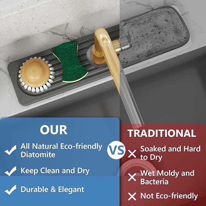 Stone Quick Dry Faucet Mat for Kitchen Sink Stone Faucet Mat for Kitchen Sink - Image 6