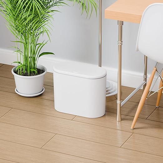 Yieach White 3.17 Gallon Slim Small Bathroom Trash Can - Image 9