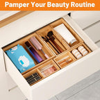 SpaceWhisper Bamboo Drawer Organizer, 5-Piece Drawer Divider - Image 6
