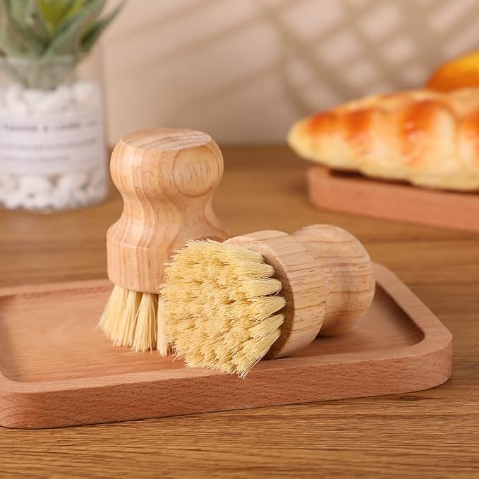 Nuenen 20 Packs Bamboo Dish Scrub Brushes Wooden Scrubbers Set Kitchen - Image 2