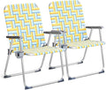 VINGLI Aluminum Oversize Patio Lawn Chairs Folding Set of 2 with Detachable Cup Holder, Webbed Beach Chair Folding Chair Outdoor Portable Camping Chair for Yard, Garden by VINGLI