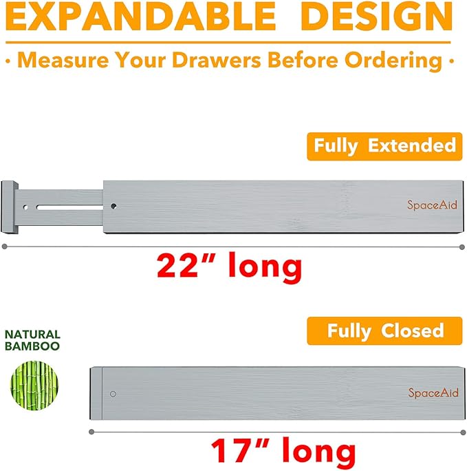 SpaceAid 4 Pack Bamboo Drawer Dividers - Image 3