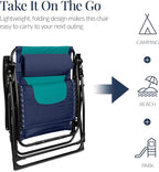 Best Choice Products Oversized Padded Zero Gravity Chair, Folding Outdoor Patio Recliner, XL Anti Gravity Lounger for Backyard w/Headrest, Cup Holder, Side Tray, Polyester Mesh - Navy/Teal - Image 6