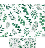 Watercolor Plant Green Leaves Dish Drying Mat by Unknown