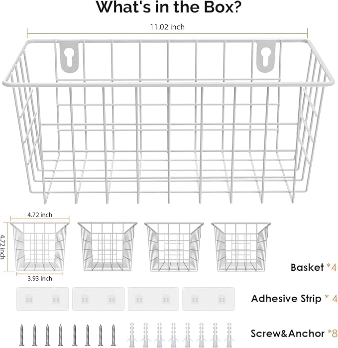 MaraFansie Hanging Wire Baskets Kitchen Storage Basket Adhesive and Screws - Image 7