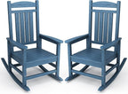 KINGYES HDPE Patio Rocking Chair Set of 2, Outdoor Rocking Chairs Porch Rocker for Adults, Navy by KINGYES