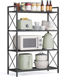 SONGMICS 4-Tier Metal Storage Rack, Shelving Unit with X Side Frames, Dense Mesh, 12.6 x 31.5 x 44.3 Inches, for Entryway, Kitchen, Living Room, Bathroom, Industrial Style, Ink Black UBSC184B01 by SONGMICSbySONGMICSHOME