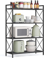 SONGMICS 4-Tier Metal Storage Rack, Shelving Unit with X Side Frames, Dense Mesh, 12.6 x 31.5 x 44.3 Inches, for Entryway, Kitchen, Living Room, Bathroom, Industrial Style, Ink Black UBSC184B01 by SONGMICSbySONGMICSHOME