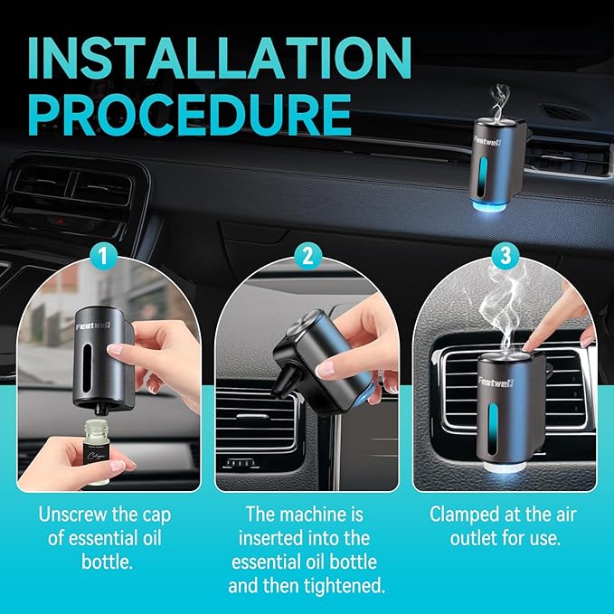Featwell Car Air Freshener, Three Adjustable Modes Intelligent Aroma Diffuser - Image 3
